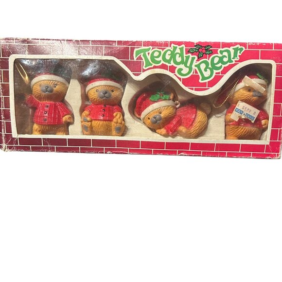 Vintage Class Trim Teddy Bear Ornaments 70s 80s NOS Set of 4 Christmas Nostalgia - Picture 4 of 8